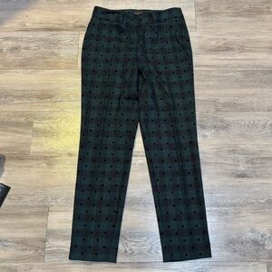 Talbots black watch plaid polka dot slim ankle holiday wool blend pant sz 4